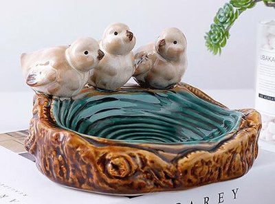 6390A 日式 立體小鳥陶瓷盤 造型香皂盤桌面小物盤 可愛陶瓷鳥盤子香皂盤肥皂盤鑰匙收納盤飾品盤首飾盤