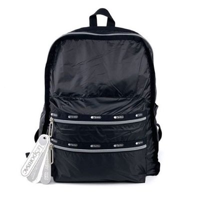 【熱賣精選】 現貨 Lesportsac 2296 黑色 Functional Backpack 大型拉鏈雙肩後背包