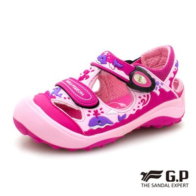 鞋鞋樂園-超取免運-GP-吉比-阿亮代言-鯨魚兒童護趾鞋-包頭涼鞋-小童鞋-磁扣設計-GP涼鞋-G9219B-45
