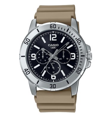 {FUAN}實體店面 CASIO卡西歐 運動風格指針男錶 膠質錶帶 日期顯示 MTP-VD300-5B 卡其 一年保固