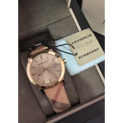 BURBERRY 巴寶莉 英國倫敦 全新真品 米色格紋 男錶 女錶 手錶 三眼腕錶