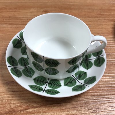 【小麥的店】北歐 瑞典 Gustavsberg Berså  Bersa 骨瓷咖啡杯盤兩件組(非老件)