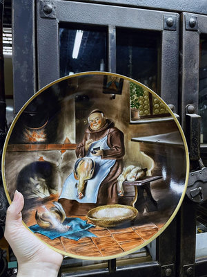 德國古董品牌手繪油畫瓷盤 ，觀賞盤，直徑27.5 全品。