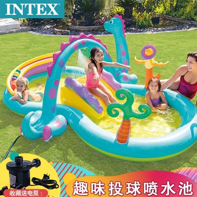 現貨熱銷-INTEX兒童充氣游泳池家庭大型號海洋球池沙池家用寶寶噴水戲水池