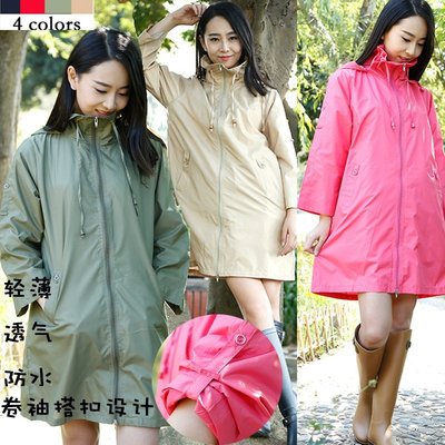 熱銷 機車雨衣日系高領雨衣女輕薄成人韓國時尚徒步防水風衣式可愛雨披九分袖潮 可開發票