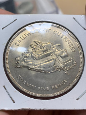 【二手】 英屬根西島1977年女王登基25周年25便士紀念克朗幣根西島91 紀念幣 錢幣 收藏【奇摩收藏】