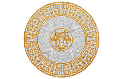 HERMES 愛馬仕 “24金色馬賽克”陶瓷 圓形甜點盤子