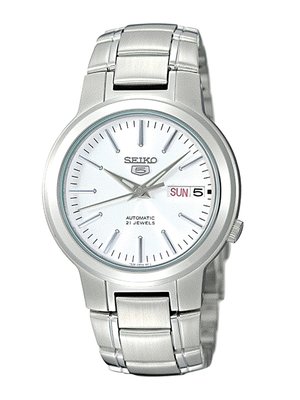 【金台鐘錶】SEIKO精工5號 自動機械腕錶 防水30米 (銀白面) (男錶) SNKA01K1