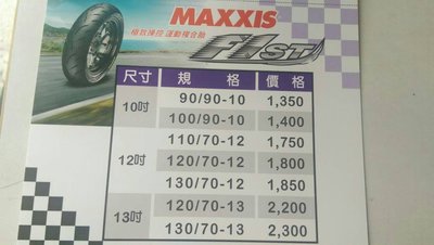 正新 MAXXIS 瑪吉斯 MA F1 ST版 130/70-13 完工價2300馬克車業