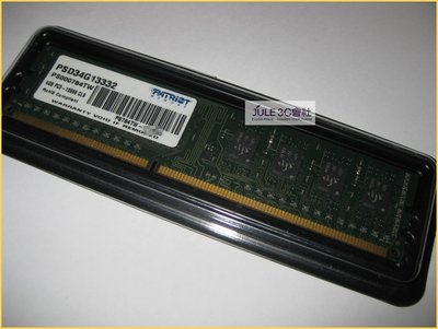 JULE 3C會社-博帝PATRIOT DDR3 1333 4GB 4G 終保/雙面/美國大廠/桌上型 記憶體