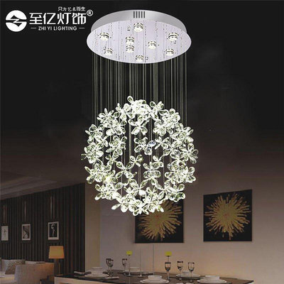 水晶餐廳吊燈圓形水晶燈客廳臥室燈簡約現代創意個性圓球樓梯吊燈