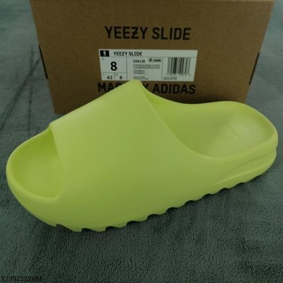 Adidas Yeezy Slide Glow Green GX6138 拖鞋 螢光綠时尚 休闲