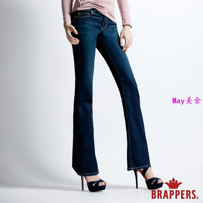 BRAPPERS 女款 新美腳Royal系列-彈性鑲鑽小喇叭褲-藍-May美舍