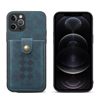 GMO  2免運iPhone 12 Pro Max魔術氈多卡夾背套皮套保護套殼 藍色 手機套殼防摔套殼