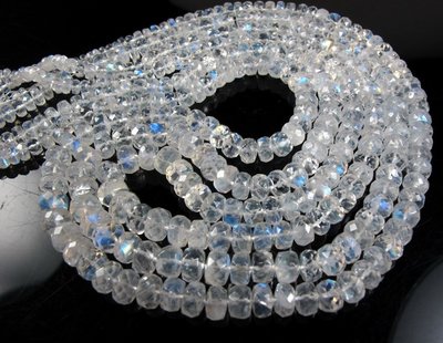【天然寶石DIY串珠材料-超值組】超美3A級清透藍光月光石算盤刻面寶石珠串限量材料組