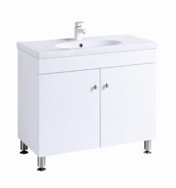FUO 衛浴: 90公分 百分百防水 鋼琴白色 立式浴櫃組(含鏡子,龍頭)  L-2129超值組合!