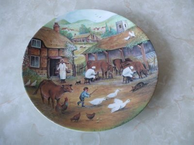 【迷戀歐洲】英國名瓷Wedgwood 骨瓷裝飾盤, 英國迷人的鄉村風景盤4 , 20公分, 品相佳, 無瑕疵