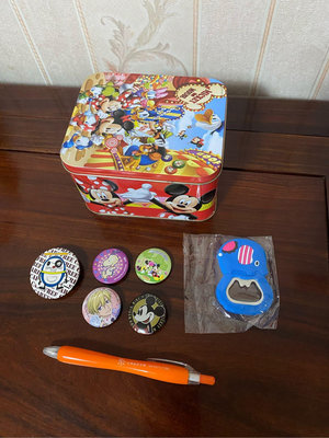 迪士尼樂園空鐵盒+卡通人物別針+大象磁鐵