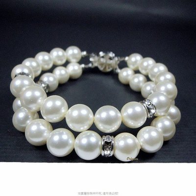 珍珠林~限量商品~最高級雙串式珍珠手鍊.天然硨磲貝珍珠設計師作品#003