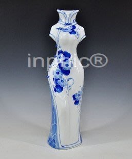 INPHIC-新款 手繪青花瓷旗袍擺飾 雕塑藝術瓷 裝飾櫃擺設 創意家居裝飾