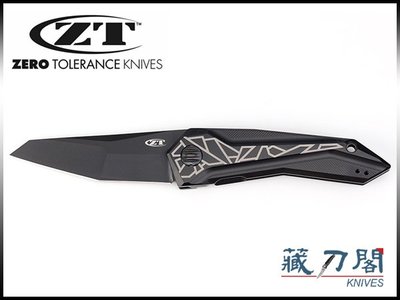 《藏刀閣》ZERO TOLERANCE-(0055BLK)GTC鈦柄黑刃折刀(CPM 20CV鋼)