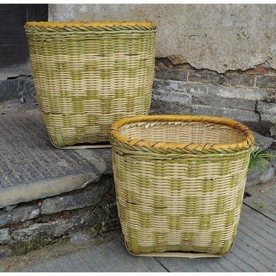 竹編製品 茶葉竹編背婁采簍神器的籃子背簍農用采茶竹簍斜挎采摘籃干活促銷