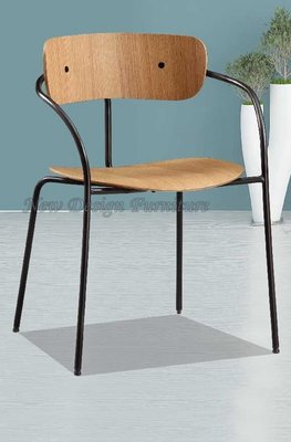 【N D Furniture】台南在地家具-造型設計款烤漆鐵管腳板面餐椅GH