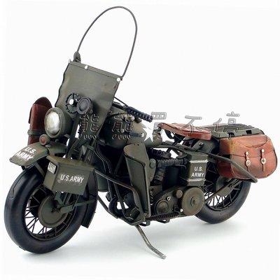 [在台現貨/精緻款] 鐵製 二戰美軍 美Harley-Davidson WLA 哈雷 1942年 復古鐵製摩托車模型