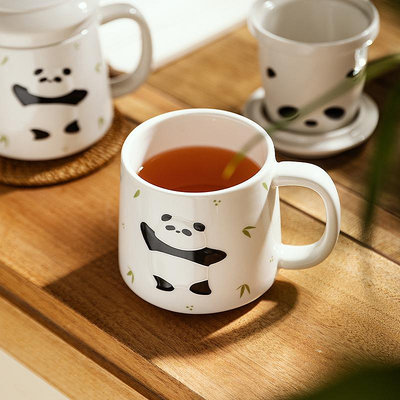 摩登主婦mototo熊貓泡茶杯子辦公室女士個人專用茶水分離陶瓷水杯
