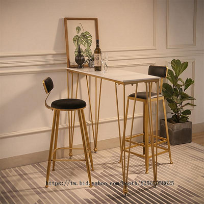 北歐新款網紅椅子北歐簡約創意個性金色吧臺甜品店咖啡餐廳休閑靠背高腳椅子