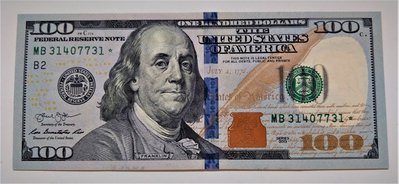 2013 年 稀少 美國 100元 ONE HUNDRED Dollars 美元 補號鈔 舊版 星號 早期 紙鈔 紙 幣