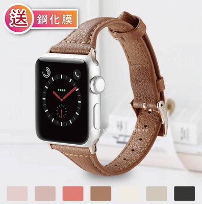 Apple watch SE/S4/S5/S6 38 40 42 44 mm皮革 玫瑰金 黑 女 細 表帶 錶帶 替換帶