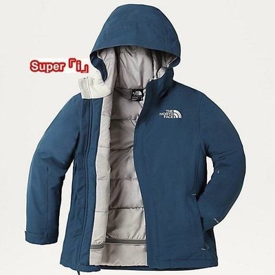 「i」【現貨】The North Face 藍 Youth Snowquest 青少年 保暖防水透氣 滑雪 連帽風衣夾克
