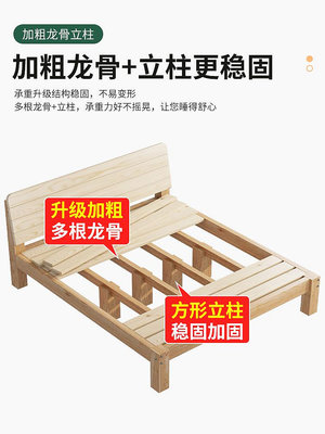 居家佳:實木床15米松木雙人床硬木板可18米房簡易單人床架12m 自行安裝