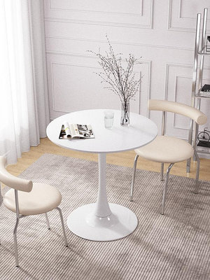 小圓桌洽談桌白色陽臺休閑桌椅北歐簡約桌子60cm圓桌客廳雙人桌子