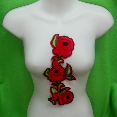 玫瑰胸花服飾配件DIY手工藝刺繡徽章/貼花/需手� 紅色 Y368p1781