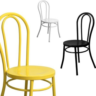 【YOI】烏托餐椅 - 黑色【黑黃白3色可選】鐵管烤漆(另有高腳椅/工業風/loft)YRD-006