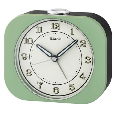 SEIKO CLOCK 日本精工嗶嗶聲靜音貪睡燈光鬧鐘型號:(QHE195M)綠/9.9X11.3cm【神梭鐘錶】