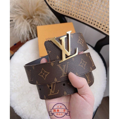 【凱莉二手】LV MONOGRAM 老花 雙面 金釦 寬版 4CM 皮帶 M0323U 90公分 現貨+免運