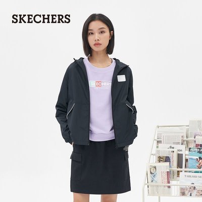 100原廠％Skechers斯凱奇新款女子連帽外套簡約舒適百搭個性上衣L121W099
