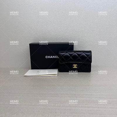 30年老店 預購 Chanel 羊皮 金扣 卡片夾 零錢包 黑 Ap0214 香奈兒