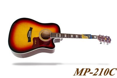 小叮噹的店- 木吉他 日落色 41吋 MATILDA MP-210C 全配附調音器+琴袋 民謠吉他
