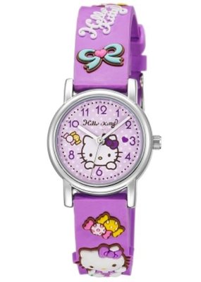 [時間達人]HELLO KITTY 凱蒂貓生動迷人立體圖案手錶-紫/27mm KT015LWVV