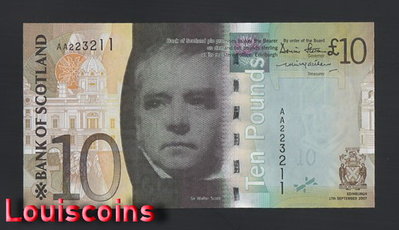 【Louis Coins】B1695-SCOTLAND-2007蘇格蘭紙幣,10 Pounds