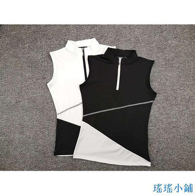 【熱賣精選】高爾夫女裝 韓版無袖上衣 高爾夫球服裝女短袖時尚黑白配顯瘦透氣