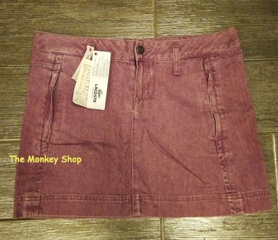 【 The Monkey Shop】 專櫃全新正品 Lacoste 粉色牛仔短裙 裙子 側邊口袋拉鍊設計