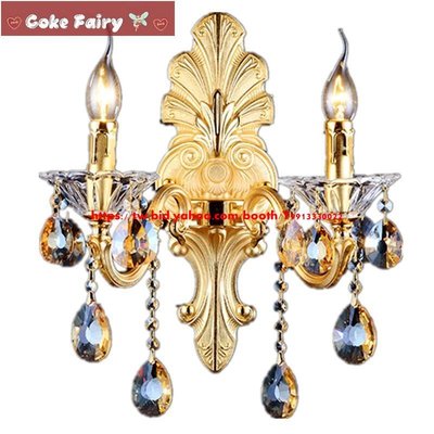 （Coke Fairy）歐美式鋅合金蠟燭水晶壁燈簡約時尚臥室床頭客廳餐廳別墅墻壁燈具