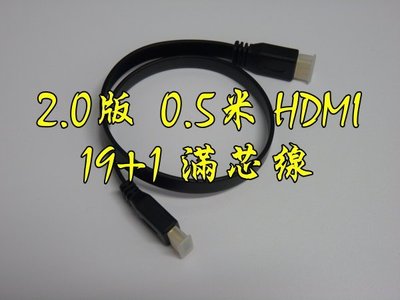 正19+1 認證線 0.5米 HDMI扁平線 2.0版 支援3D 4K2K 扁線 滿芯線 50公分 50cm 0.5m