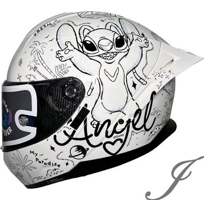《JAP》MESUCA 麥斯卡 M601 彩繪 Angel 安琪 白 史迪奇聯名 全罩安全帽 正版授權