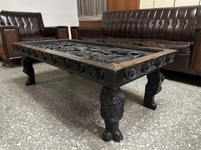 50年代印尼運回來的黑檀木沙發桌 手工雕刻藝術珍藏品 古董 長 122 x 寬 61 x 高 40公分